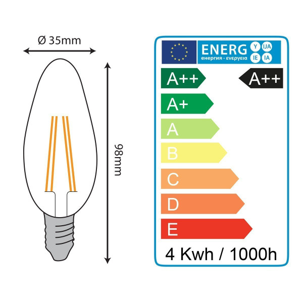 AMPOULE LED E14 4W Eq 40W Dimmable