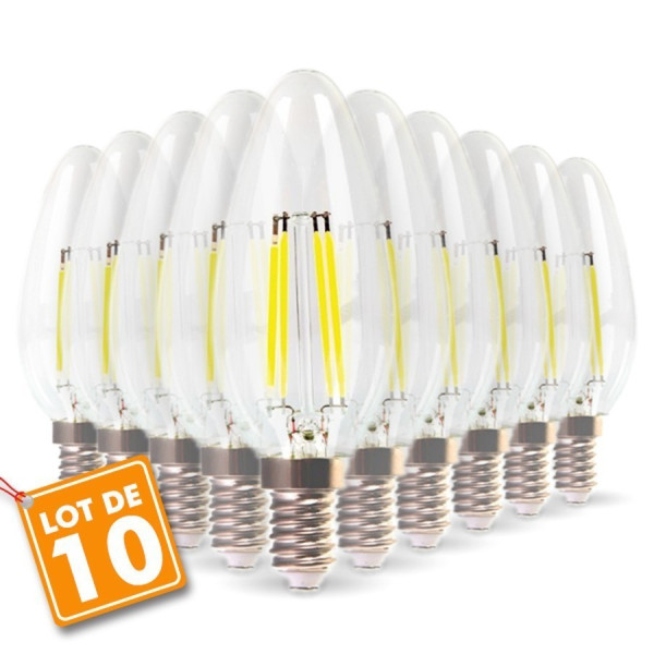 Lot de 10 Ampoules Filament E14 4w eq 40W