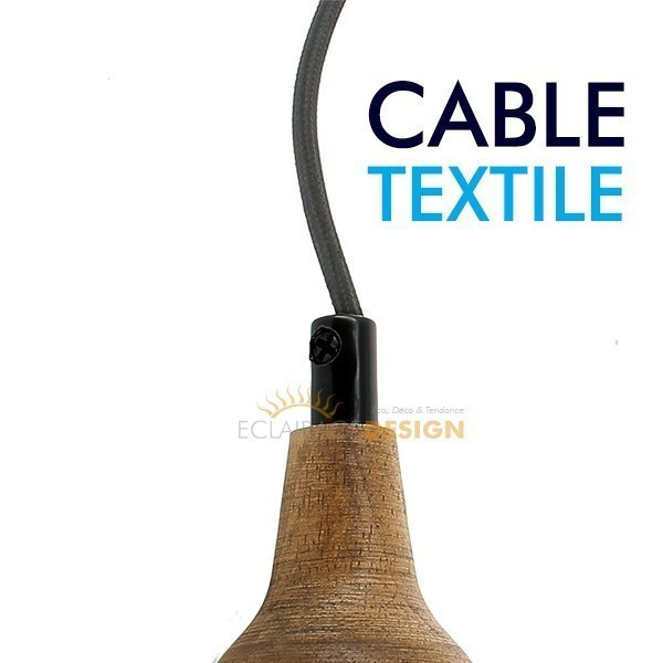 Suspension E27 - Câble textile Déco Rouge