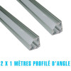 2 x 1 mètre profilé aluminium d'angle