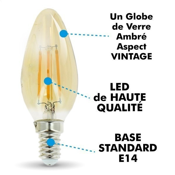 Ampoule LED E14 4W Ambrée