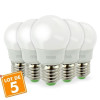 Lot de 5 Ampoules LED E27 G45 boule 5.5W Rendu 40W