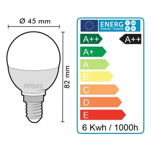 Lot de 2 Ampoules LED E14 P45 5,5W Eq 40W
