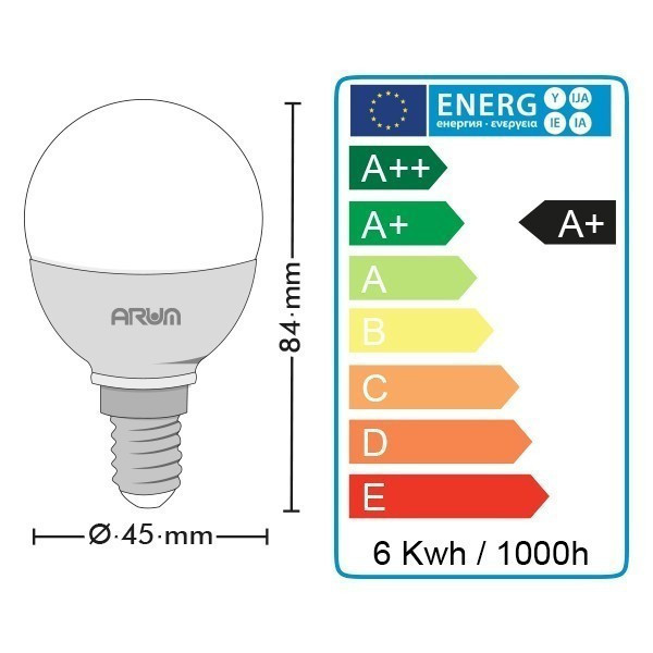 Lot de 5 Ampoules LED P45 E14 5.5W Eq 40W