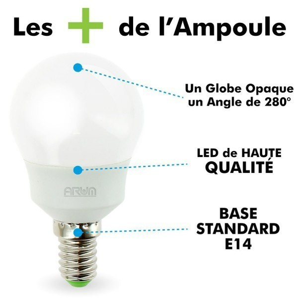 Lot de 5 Ampoules LED P45 E14 5.5W Eq 40W