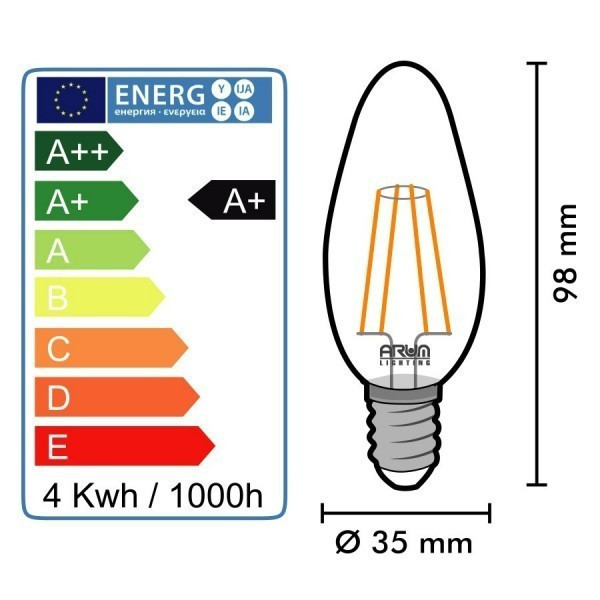 Ampoule LED E14 Filament 4w eq 40W