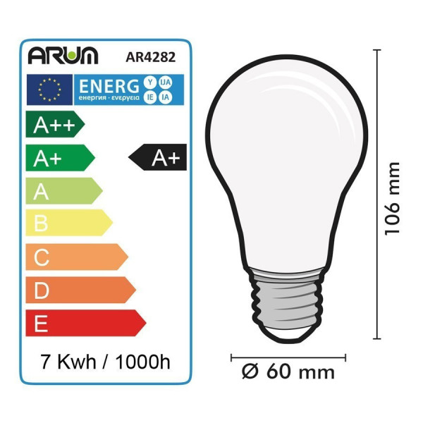 Lot de 3 Ampoules LED 7W  Eq 60W Dépoli standard E27