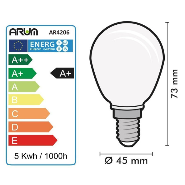 Lot de 2 Ampoules LED E14 Dépoli 4.5W Eq 40W  P45