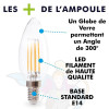 Blister de 3 Ampoules LED E14 4W Eq 40W Filament
