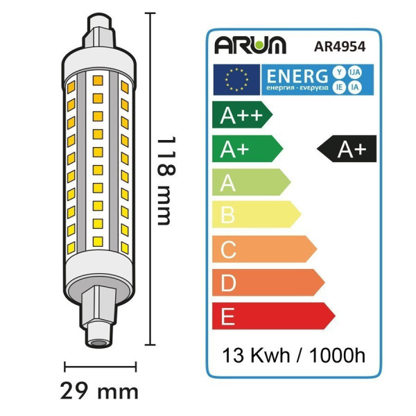 Ampoule LED R7S 13W 118mm 1521 Lm Env 83W