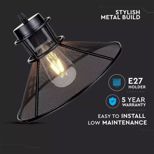 Suspension intérieur Métal Noir Style Industrielle Ampoule E27