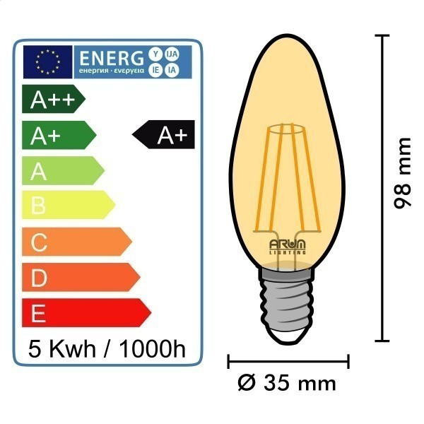 Ampoule LED E14 4W Eq 40Watts ambrée
