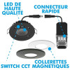 Spot Encastrable LED 8W MILAN CCT IP65 IK07 Collerette Ronde Noire avec Transformateur Dimmable
