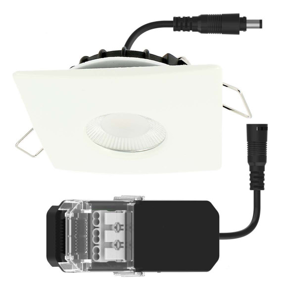 Spot Encastrable LED 8W MILAN CCT IP65 IK07 Collerette Carrée Noire avec  Transformateur Dimmable