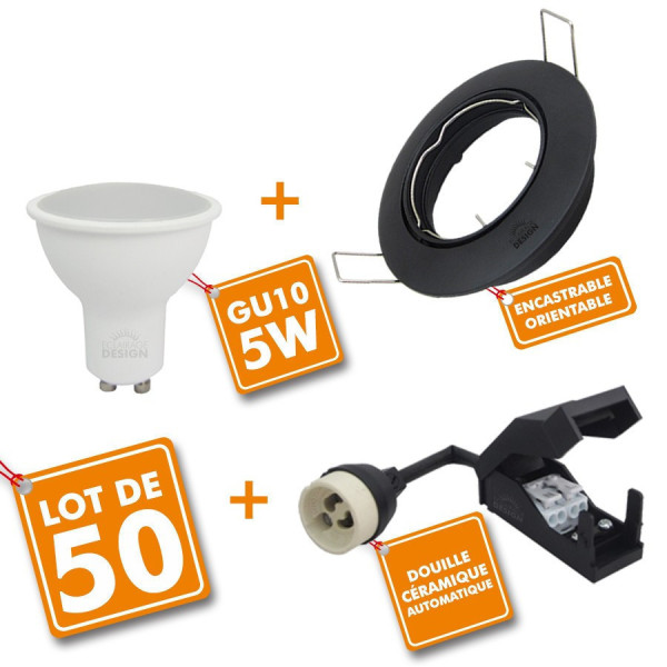 LED spot Encastrable pour salle de bain, 5 X 5W GU10 Spots de