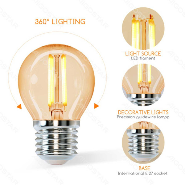 Ampoule LED E27 4W G45 Eq 37W AMBREE