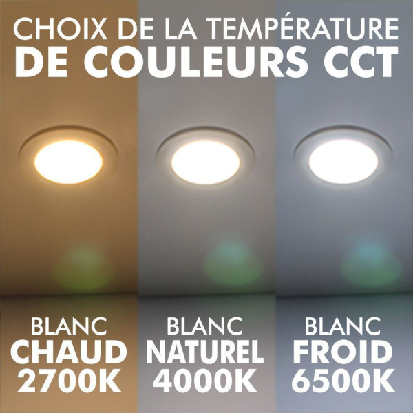 Spot LED GU10 6W Eq 60Watts CCT Blanc chaud Blanc naturel Blanc froid